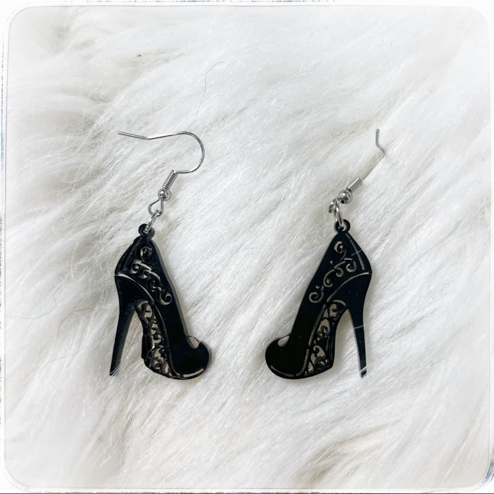 Stiletto earrings, black acrylic